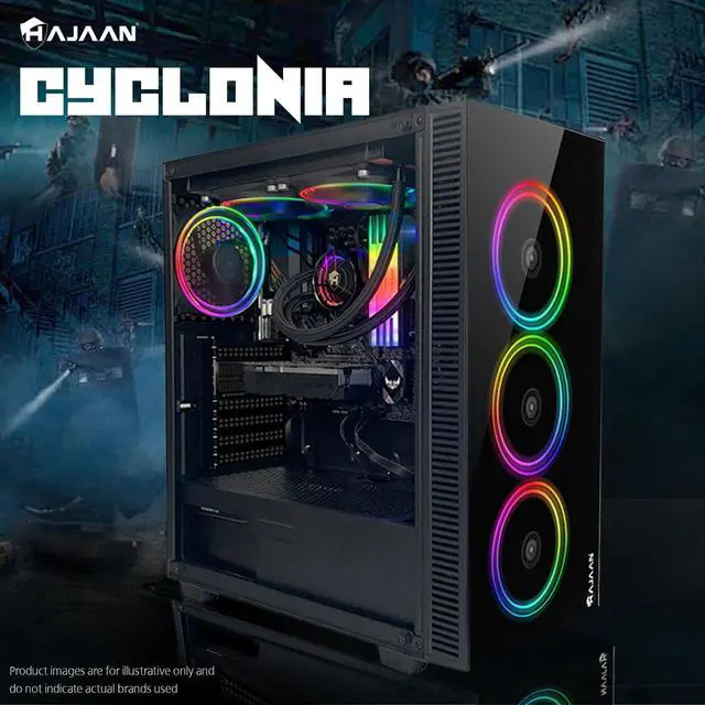 Alt view image 7 of 7 - HAJAAN CYCLONIA Gaming Tower PC - Liquid Cooled - Intel i9 10850K 10-Core Processor Upto 5.2 GHz - RTX 3060 12GB GDDR6 - 64GB DDR4 - 2TB SSD - Windows 11 Pro - KB Mouse & Headset