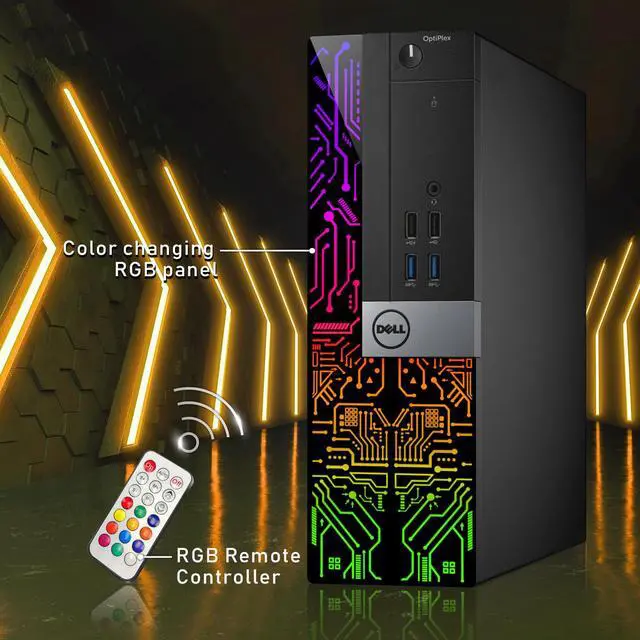 Alt view image 3 of 5 - Custom Built RGB Lights Gaming PC - Dell OptiPlex Desktop Computer Intel Core i7 6700 Processor NVIDIA GeForce GT 1030 2GB 32GB RAM 1TB SSD Win 10 Pro HDMI