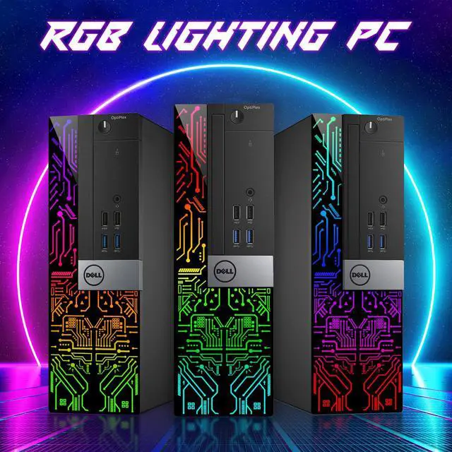 Alt view image 4 of 5 - Custom Built RGB Lights Gaming PC - Dell OptiPlex Desktop Computer Intel Core i7 6700 Processor NVIDIA GeForce GT 1030 2GB 32GB RAM 1TB SSD Win 10 Pro HDMI