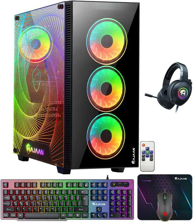 Main image of HAJAAN Gaming PC Desktop | Liquid Cooled | 13th Gen Intel Core i7-13700F 16-Core Processor | GeForce RTX 4060 Ti 8GB | 32GB DDR4 RAM | 2TB NVMe SSD | 11AC Wi-Fi | Windows 11 Pro