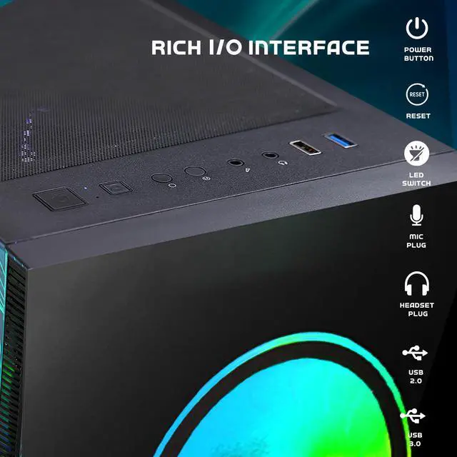 Alt view image 6 of 7 - HAJAAN Gaming PC Desktop | Liquid Cooled | 13th Gen Intel Core i7-13700F 16-Core Processor | GeForce RTX 4060 Ti 8GB | 32GB DDR4 RAM | 2TB NVMe SSD | 11AC Wi-Fi | Windows 11 Pro