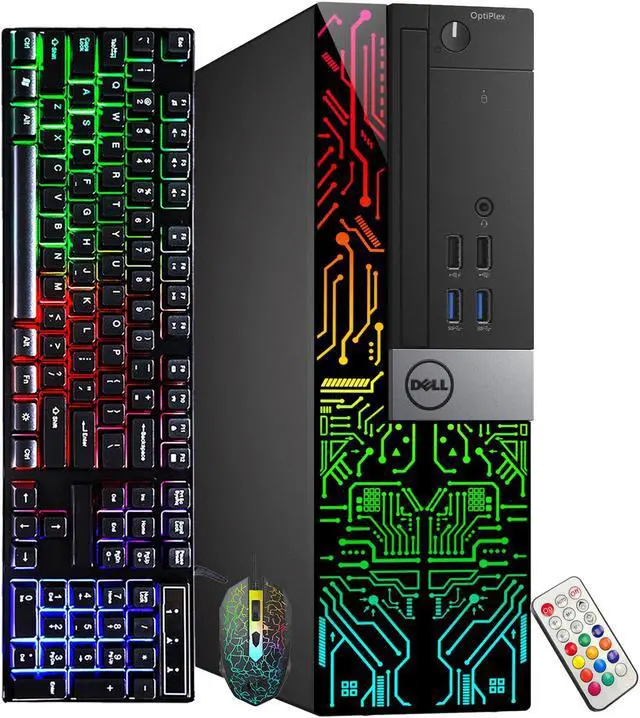 Main image of Dell Optiplex Customized RGB Lights Computer Intel Core i5 6500 |8GB RAM | 1TB SSD Win 10 Pro WIFI, Gaming PC Keyboard & Mouse