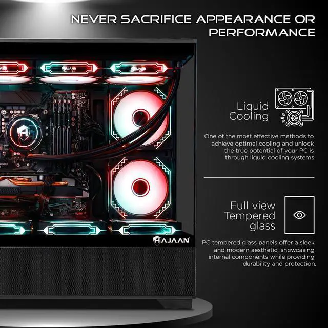 Alt view image 5 of 6 - HAJAAN SuperX Gaming PC  Liquid Cooled - Intel i7 13700F - GeForce RTX 4070 12GB - 32GB DDR4 - 2TB NVMe SSD - Windows 11 Pro - WiFi - Bluetooth - Mechanical Keyboard Mouse
