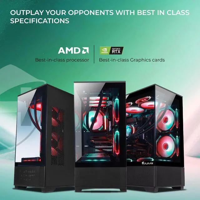 Alt view image 2 of 7 - HAJAAN Gaming PC Desktop, AMD Ryzen 7 7700X up to 5.4GHz, GeForce RTX 4060 8GB GDDR6, 32GB DDR5 6000MHz RAM, 2TB NVMe SSD, WiFi Ready & Windows 11 Pro, 1 Year Warranty