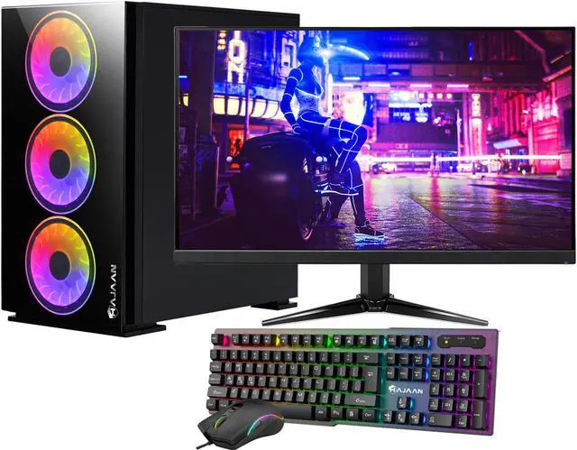 Main image of HAJAAN Gaming PC Desktop Tower - AMD Ryzen 5 5600X, GTX 1660 Super 6GB GDDR6, 32GB DDR4 RAM, 2TB NVMe M.2 SSD, 27" Inch Curve Gaming Monitor, Windows 11 Pro, WiFi