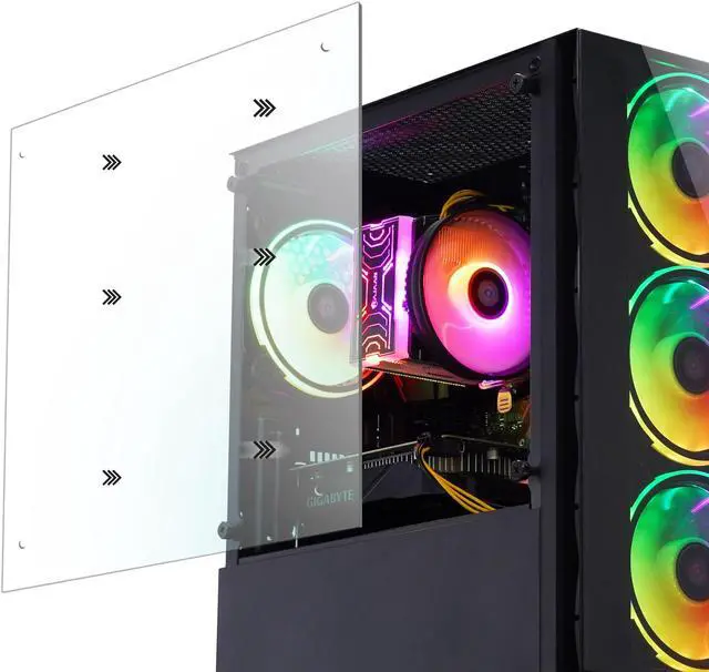 Alt view image 4 of 5 - HAJAAN Gaming PC Desktop Tower - AMD Ryzen 7 5700X, RTX 4060 8GB GDDR6, 32GB DDR4 RAM, 1TB NVMe M.2 SSD, Windows 11 Pro, WiFi - New