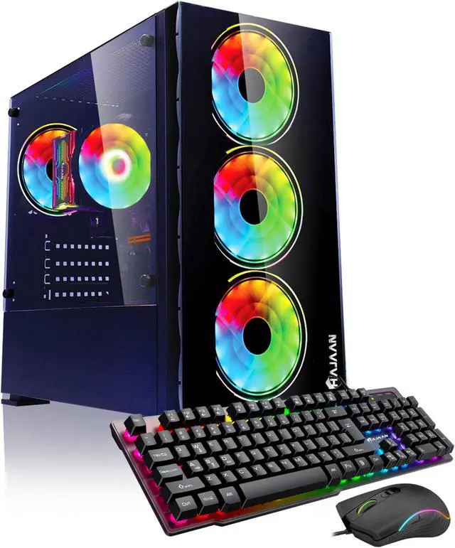 Main image of HAJAAN Gaming PC Desktop Tower - AMD Ryzen 7 5700X, RTX 4060 8GB GDDR6, 32GB DDR4 RAM, 2TB NVMe M.2 SSD, Windows 11 Pro, WiFi - New