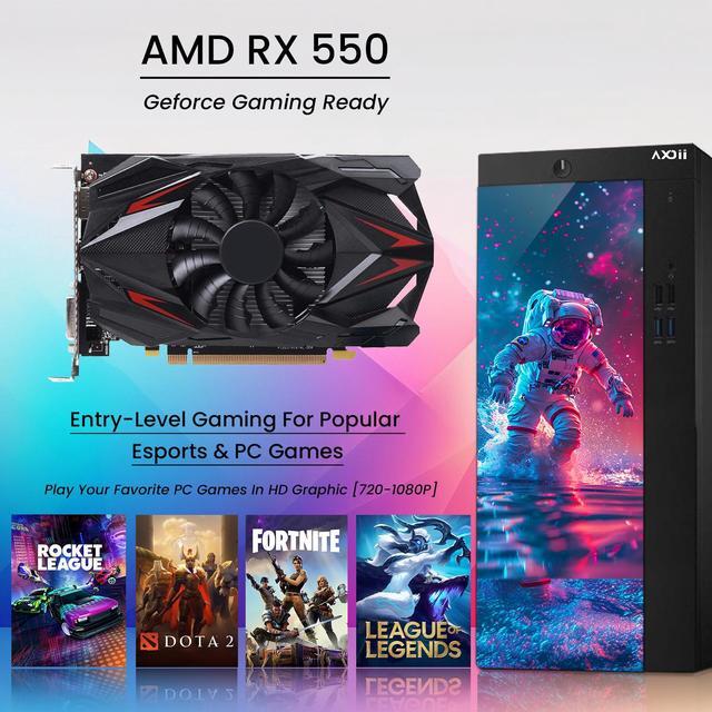 Alt view image 4 of 5 - AXOII RGB Gaming PC Desktop Computer, Intel Core i5 Processor Upto 4.1GHz, AMD Radeon RX 550 4GB, 32GB RAM, 1TB NVMe, Wi-Fi, Bluetooth - Windows 11 Pro