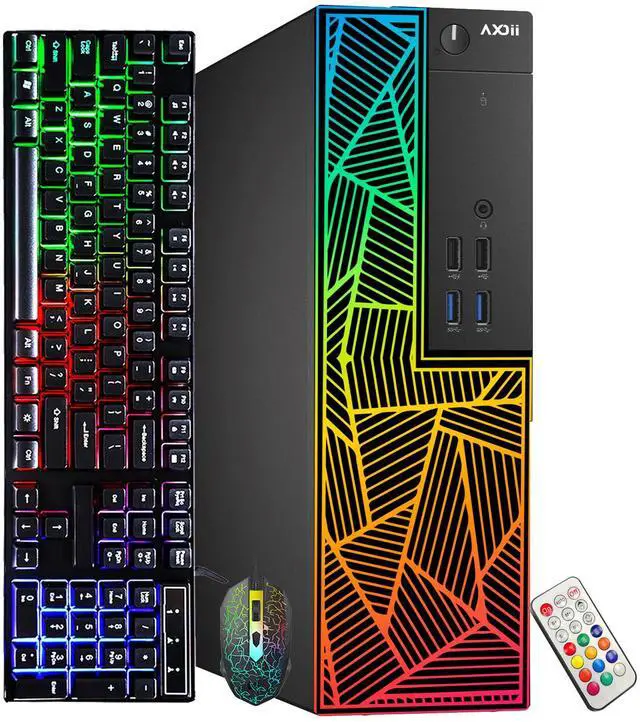 Main image of AXOII Custom Built RGB Lights Gaming PC, Intel Core i7-6700 Upto 4.0GHz, AMD Radeon RX 550 4GB, 16GB RAM, 1TB SSD, Wi-Fi, Bluetooth - Windows 10 Pro