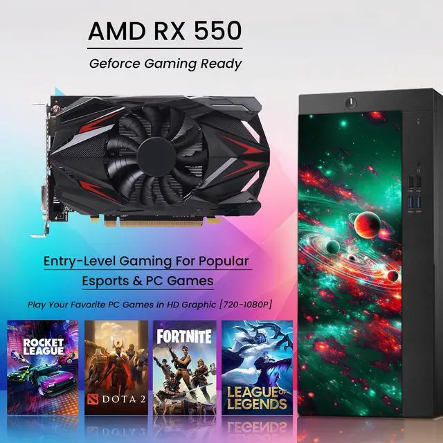 Alt view image 4 of 5 - AXOII RGB Gaming PC Desktop Computer, Intel Core i7 Processor Upto 4.0GHz, AMD Radeon RX 550 4GB, 32GB RAM, 1TB SSD, Wi-Fi, Bluetooth - Windows 10 Pro
