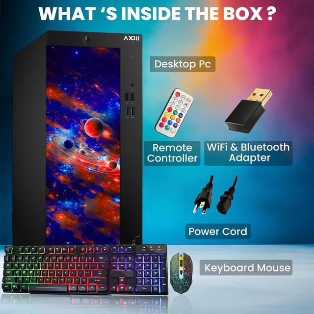 Alt view image 4 of 4 - AXOII RGB Gaming PC Desktop Computer, Intel Core i7 Processor Upto 4.60GHz, GeForce RTX 3050 6GB, 32GB RAM, 1TB NVMe, Wi-Fi, Bluetooth - Windows 11 Pro
