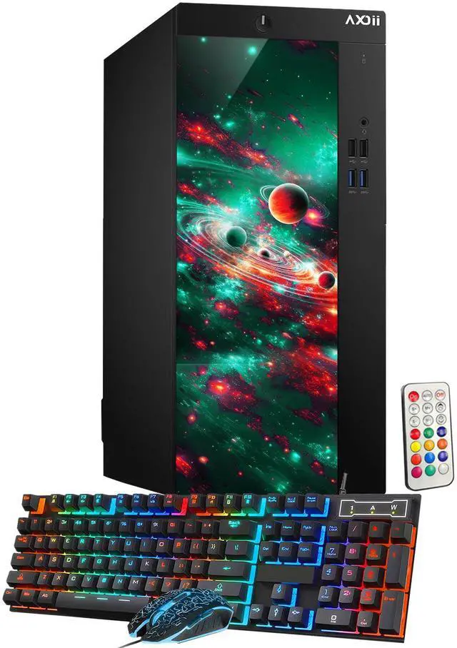 Main image of AXOII RGB Gaming PC Desktop Computer, Intel Core i5 Processor Upto 4.1GHz, GeForce RTX 3050 6GB, 32GB RAM, 1TB NVMe, Wi-Fi, Bluetooth - Windows 11 Pro