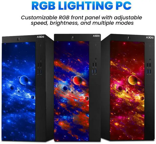 Alt view image 2 of 4 - AXOII RGB Gaming PC Desktop Computer, Intel Core i5 Processor Upto 4.1GHz, GeForce RTX 3050 6GB, 32GB RAM, 1TB NVMe, Wi-Fi, Bluetooth - Windows 11 Pro