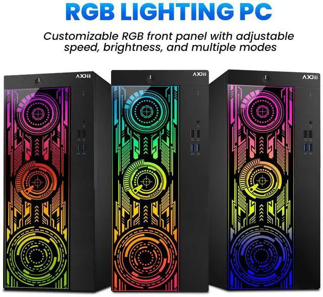 Alt view image 2 of 4 - AXOII RGB Gaming PC Desktop Computer, Intel Core i5 Processor Upto 4.1GHz, AMD Radeon RX 550 4GB, 32GB RAM, 1TB NVMe, Wi-Fi, Bluetooth - Windows 11 Pro