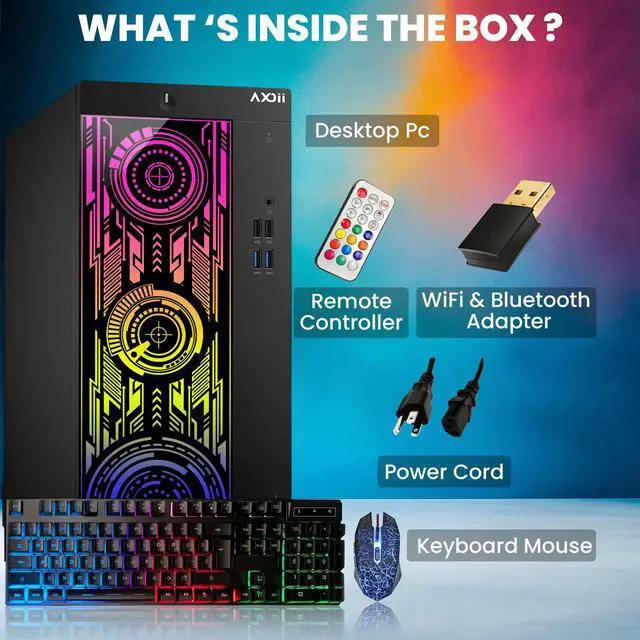 Alt view image 4 of 4 - AXOII RGB Gaming PC Desktop Computer, Intel Core i5 Processor Upto 4.1GHz, AMD Radeon RX 550 4GB, 32GB RAM, 1TB NVMe, Wi-Fi, Bluetooth - Windows 11 Pro