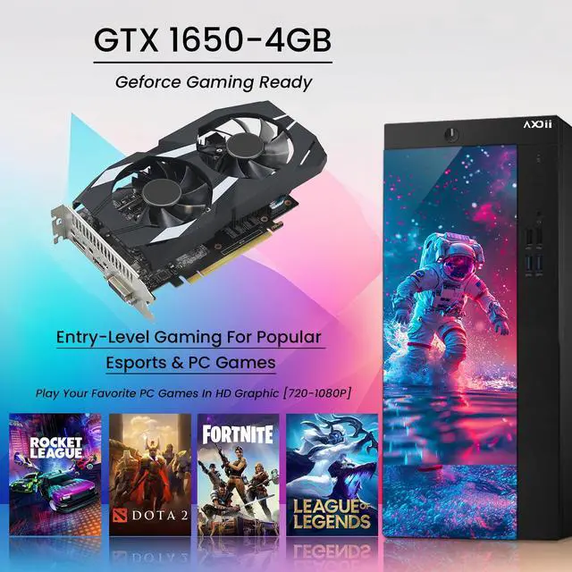 Alt view image 5 of 6 - AXOII Custom Built Gaming PC, Intel Core i5 Processor, GeForce GTX 1650 4GB, 32GB DDR4 RAM, 1TB M.2 NVMe SSD, 24 Inch Gaming Monitor - Windows 11 Pro