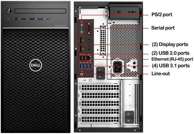 Alt view image 2 of 4 - Dell Precision 3630 Tower Desktop Workstation PC, Intel i5 - 8th Gen up to 4.10 GHz Processor, 16GB DDR4 RAM, 512GB SSD, Windows 11 Pro
