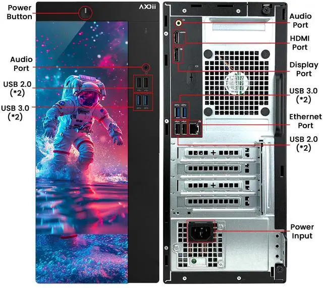 Alt view image 2 of 4 - AXOII Custom RGB Computer PC - Intel Core i5 Processor up to 4.1GHz, 16GB DDR4 RAM, 512GB NVMe SSD, Wi-Fi, Bluetooth, Windows 11 Pro