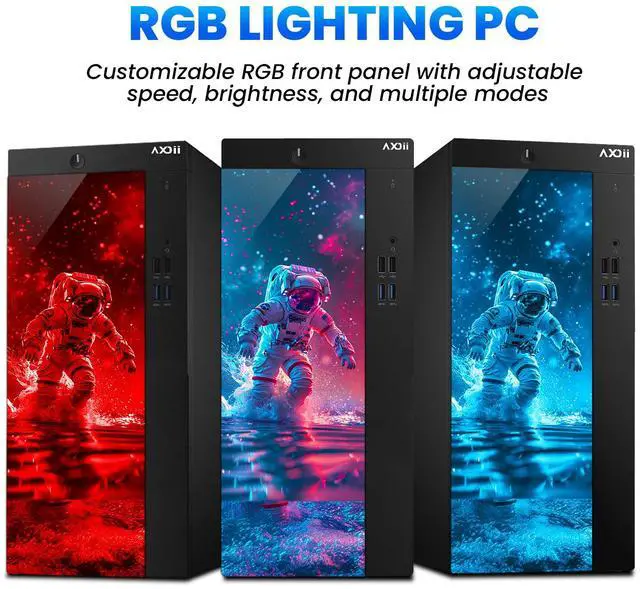 Alt view image 4 of 5 - AXOII RGB Custom PC Bundle Intel i5 Processor up to 4.1GHz, 16GB DDR4 RAM, 1TB NVMe SSD, Wi-Fi, Windows 11 Pro + 24" Monitor Home/Office Use