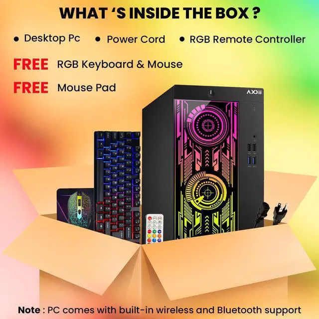 Alt view image 4 of 4 - AXOII Custom RGB Computer PC - Intel Core i5 Processor up to 4.1GHz, 16GB DDR4 RAM, 512GB NVMe SSD, Wi-Fi, Bluetooth, Windows 11 Pro