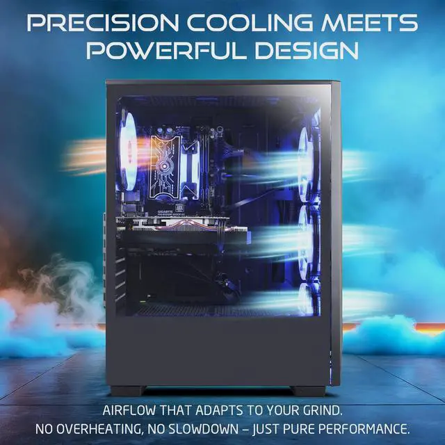 Alt view image 3 of 7 - HAJAAN BREEZE Gaming PC Desktop Tower  AMD Ryzen 5 5600X Processor 3.7 GHz, NVIDIA RTX 5060 8GB GDDR7, 32GB DDR4 RAM, 1TB NVME SSD, 650W PSU, Wi-Fi, Windows 11 Pro