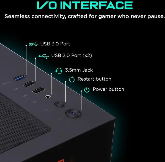 Alt view image 6 of 7 - HAJAAN PhantomX Gaming Desktop PC, Intel i9 12900K Processor, GeForce RTX 5070 12GB GDDR7, AI-Enhanced Graphics, 32GB DDR4, 2 TB NVMe SSD, Liquid Cooling, Wi-Fi, Window 11 Pro