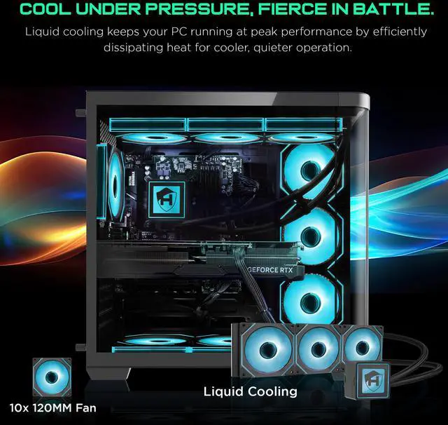 Alt view image 4 of 7 - HAJAAN PhantomX Gaming Desktop PC, Intel i9 12900K Processor, GeForce RTX 5070 12GB GDDR7, AI-Enhanced Graphics, 32GB DDR4, 2 TB NVMe SSD, Liquid Cooling, Wi-Fi, Window 11 Pro