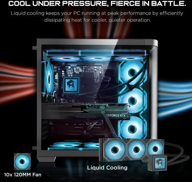 Alt view image 5 of 7 - HAJAAN Gaming Desktop PC, Intel Core Ultra 7 265K, GeForce RTX 5070 12GB GDDR7, AI-Enhanced Graphics, 32GB DDR5, 2 TB NVMe SSD, INTEL Z890, Liquid Cooling, Wi-Fi 7, Window 11 Pro