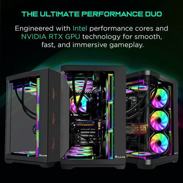 Alt view image 3 of 7 - HAJAAN Gaming Desktop PC, Intel Core Ultra 7 265K, GeForce RTX 5070 12GB GDDR7, AI-Enhanced Graphics, 32GB DDR5, 2 TB NVMe SSD, INTEL Z890, Liquid Cooling, Wi-Fi 7, Window 11 Pro