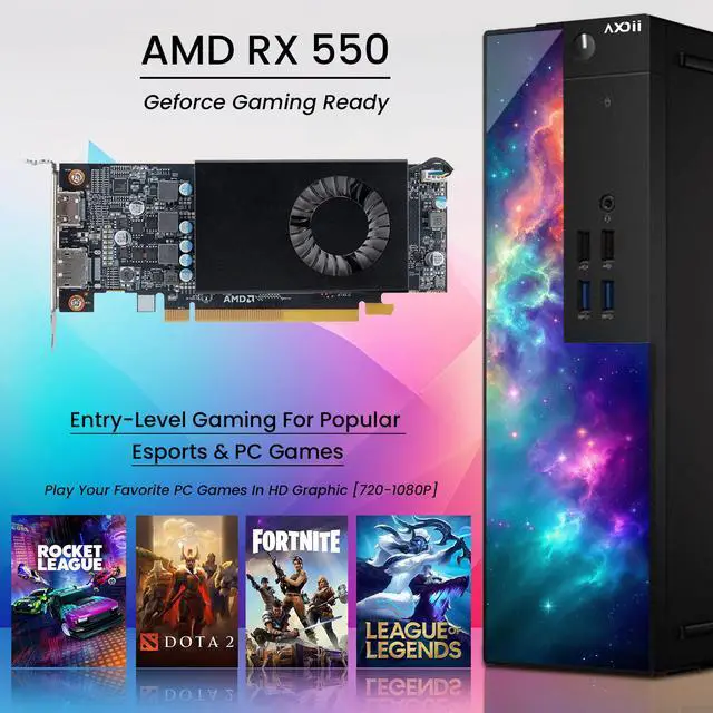 Alt view image 3 of 5 - Refurbished (Good) - Custom Built RGB Gaming PC Desktop Computer, Intel Core i7-6700 Upto 4.0GHz, AMD Radeon RX 550 4GB, 16GB RAM, 512GB SSD - Windows 11 Pro