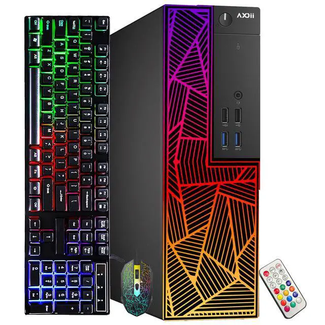 Alt view image 2 of 5 - AXOII RGB Gaming PC Desktop Computer + 24 Inch FHD Monitor Intel Core i5, Radeon RX 550 4GB, 16GB DDR4, 512GB NVMe SSD, Wi-Fi, Speakers, Windows 11 Pro