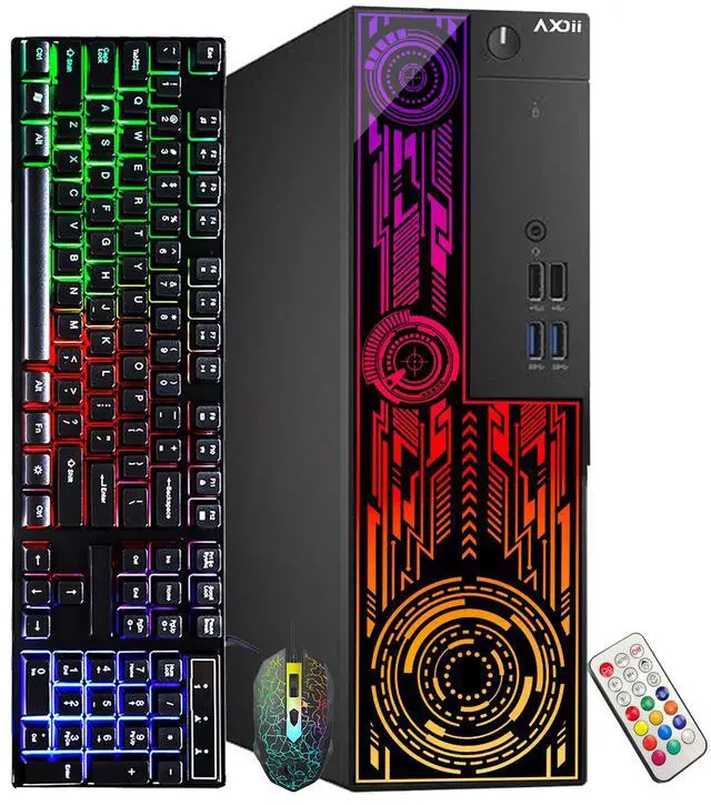 Main image of AXOII ELECTRA RGB Gaming PC Desktop Computer, Intel Core i7-6700 Upto 4.0GHz, GeForce GT 1030 2GB GDDR5, 16GB RAM, 512GB SSD, Wi-Fi, Bluetooth - Windows 11 Pro