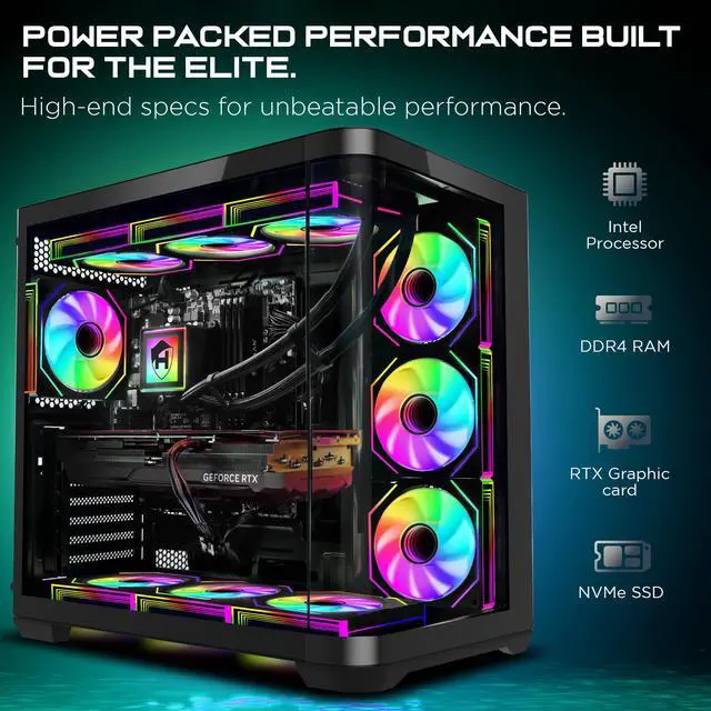 Alt view image 2 of 7 - HAJAAN PhantomX Gaming Desktop PC Intel Core i7-12700F (12th Gen), GeForce RTX 5060 8GB, 32GB RAM, 1TB NVMe SSD, Wi-Fi, Windows 11 Pro