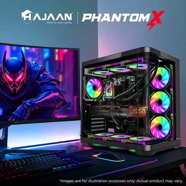 Alt view image 7 of 7 - HAJAAN PhantomX Gaming Desktop PC Intel Core i7-12700F (12th Gen), GeForce RTX 5060 8GB, 32GB RAM, 1TB NVMe SSD, Wi-Fi, Windows 11 Pro