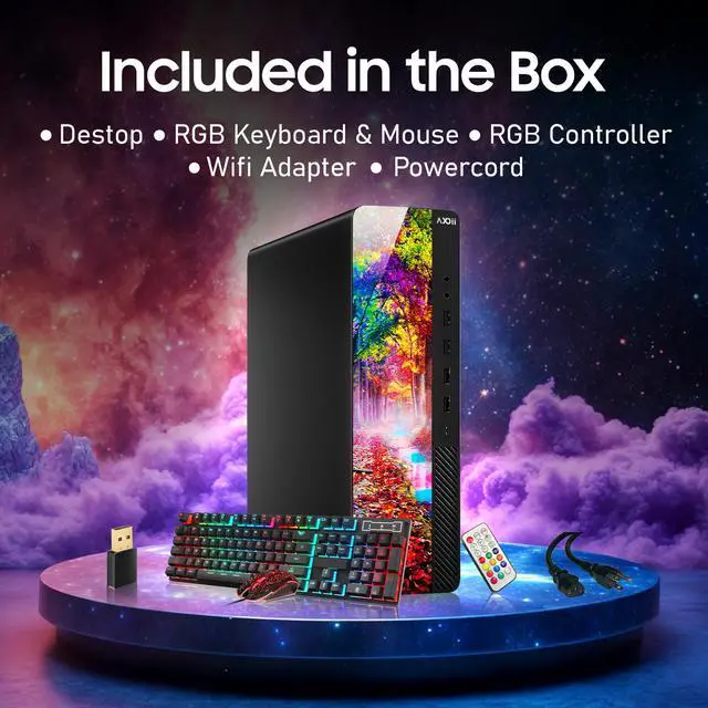 Alt view image 7 of 7 - AXOII RGB Gaming Desktop PC Intel Core i5 up to 4.0GHz, GeForce RTX 3050 6GB, 16GB RAM, 512GB NVMe SSD, Wi-Fi, Bluetooth, Windows 11 Pro