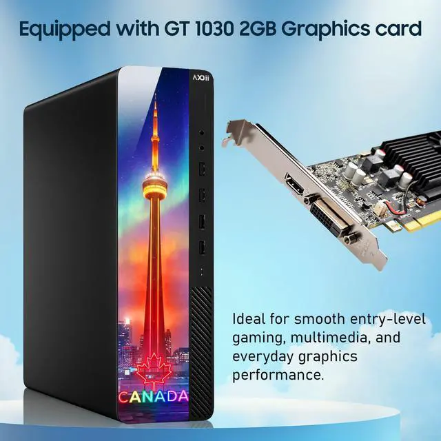 Alt view image 4 of 6 - AXOII RGB Gaming Desktop PC Intel Core i5 up to 4.0GHz, GeForce GT 1030 2GB GDDR5, 16GB RAM, 512GB NVMe SSD, Wi-Fi, Bluetooth, Windows 11 Pro