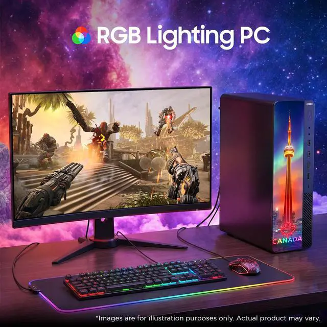 Alt view image 5 of 6 - AXOII RGB Gaming Desktop PC Intel Core i5 up to 4.0GHz, GeForce GT 1030 2GB GDDR5, 16GB RAM, 512GB NVMe SSD, Wi-Fi, Bluetooth, Windows 11 Pro