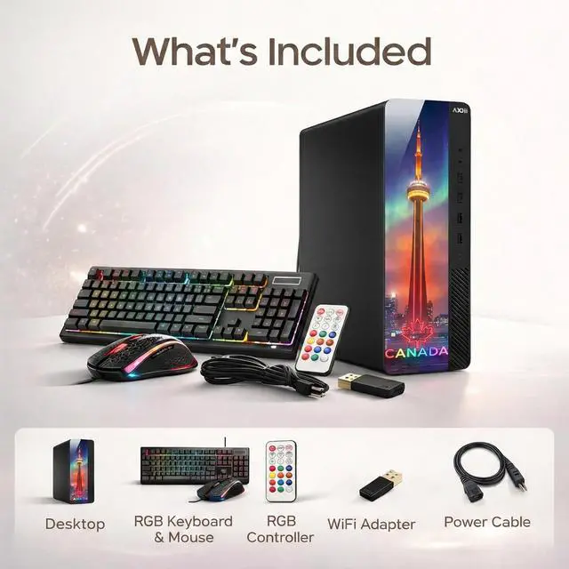 Alt view image 6 of 7 - AXOII RGB Desktop Computer PC Intel Core i5 up to 4.0GHz, 16GB RAM, 256GB NVMe SSD, Wi-Fi, Bluetooth, Windows 11 Pro