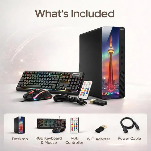 Alt view image 7 of 7 - AXOII RGB Desktop Computer PC Intel Core i7 up to 4.60GHz, 16GB RAM, 512GB NVMe SSD, Wi-Fi, Bluetooth, Windows 11 Pro