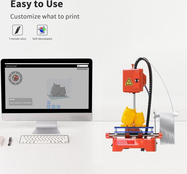 Alt view image 3 of 7 - EasyThreed K7 Mini Desktop 3D Printer for Kids / Beginners Household Education (100x100x100mm Print Size, One-Key Printing)