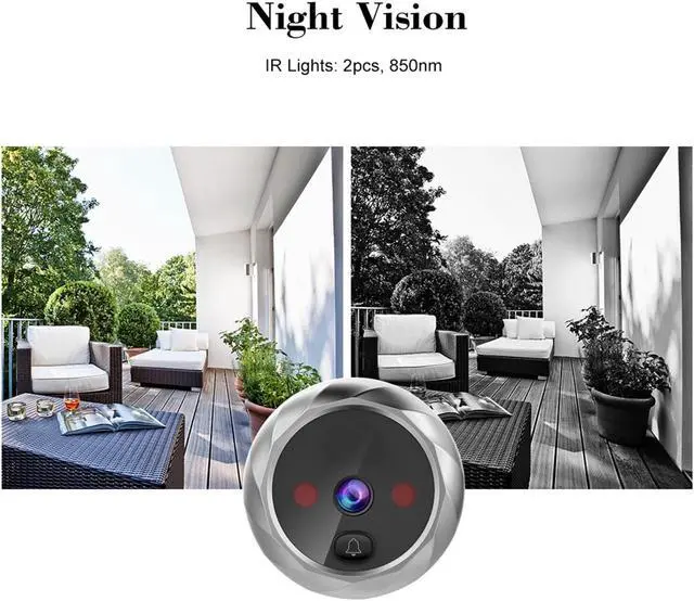 Alt view image 2 of 7 - Home Security Digital Peephole Door Camera Viewer with Doorbell, 2.8 Inch LCD Screen, Night Vision, Photo Record - Silver