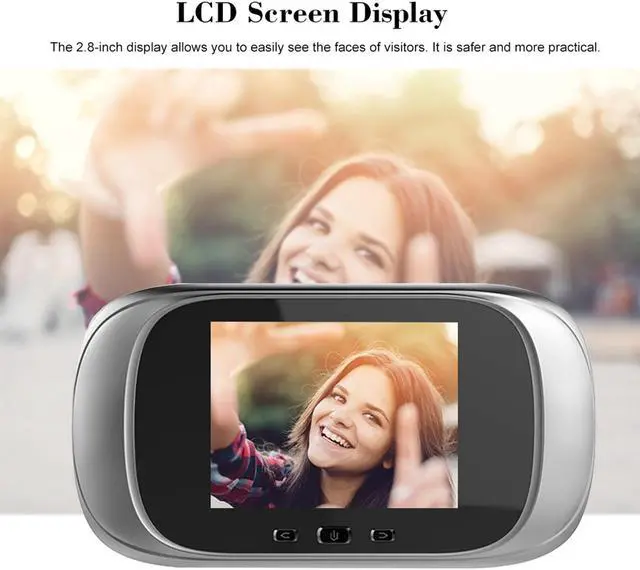 Alt view image 6 of 7 - Home Security Digital Peephole Door Camera Viewer with Doorbell, 2.8 Inch LCD Screen, Night Vision, Photo Record - Silver