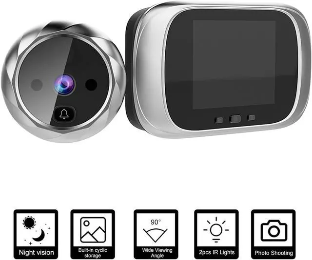 Main image of Home Security Digital Peephole Door Camera Viewer with Doorbell, 2.8 Inch LCD Screen, Night Vision, Photo Record - Silver