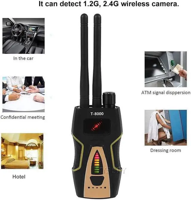 Alt view image 3 of 7 - T8000 Portable Anti Spy Radio RF Signal Detector for Hidden Camera Detection - GSM Audio Bug Finder / GPS Scanner