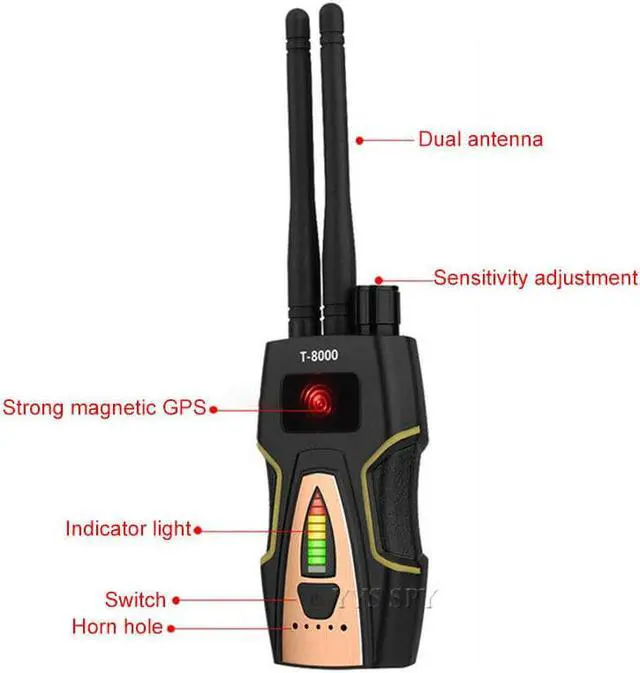 Alt view image 7 of 7 - T8000 Portable Anti Spy Radio RF Signal Detector for Hidden Camera Detection - GSM Audio Bug Finder / GPS Scanner