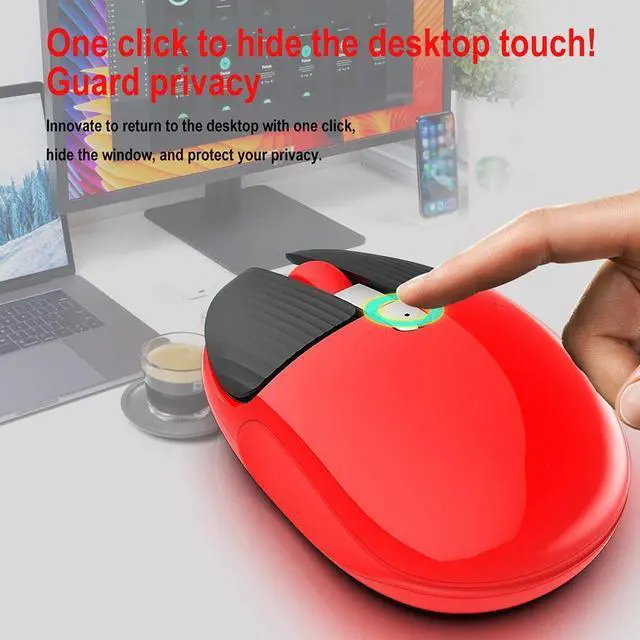 Alt view image 6 of 7 - HXSJ M106 Bunny Style Silent Office Wireless Mouse for Girl (One-button Hide Desktop, Rechargeable 600mAh, Black)
