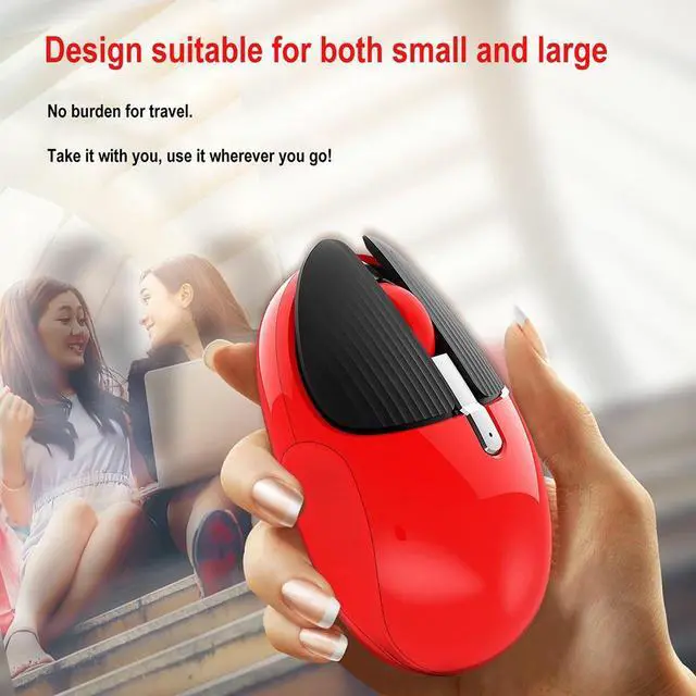 Alt view image 7 of 7 - HXSJ M106 Bunny Style Silent Office Wireless Mouse for Girl (One-button Hide Desktop, Rechargeable 600mAh, Black)