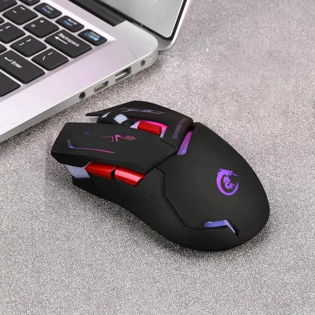 Alt view image 5 of 7 - HXSJ X30 Ergonomic 7 Colorful Lights 2400DPI Wireless Mouse with Built-in 1200mAh High Capacity Rechargeable Battery