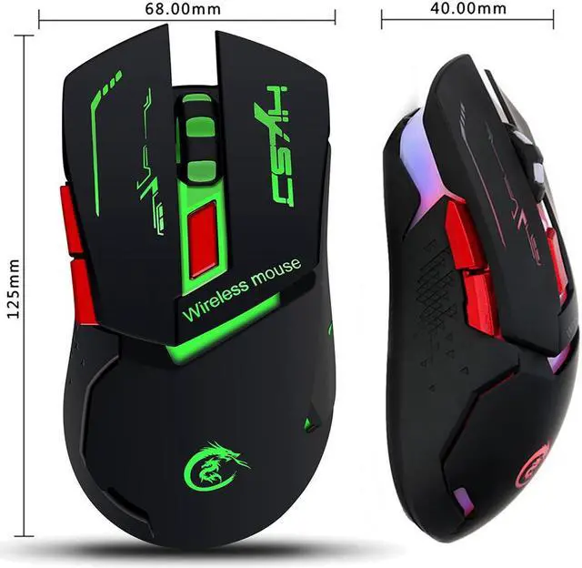 Alt view image 7 of 7 - HXSJ X30 Ergonomic 7 Colorful Lights 2400DPI Wireless Mouse with Built-in 1200mAh High Capacity Rechargeable Battery