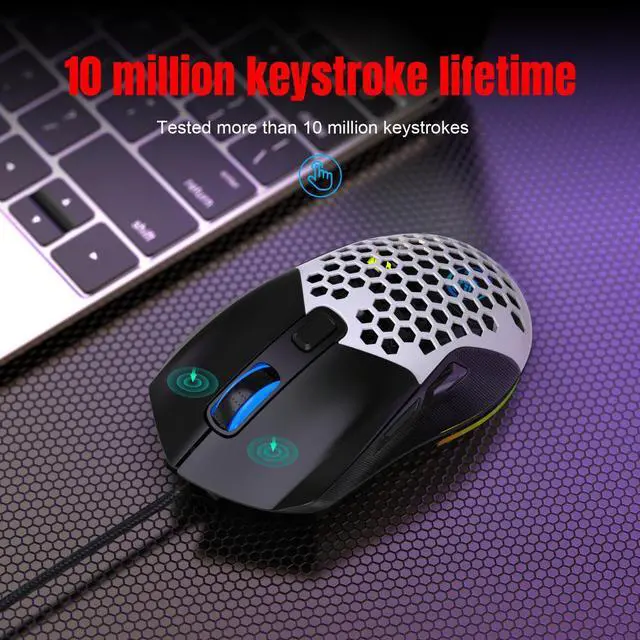 Alt view image 6 of 7 - HXSJ X300 Ergonomic Macro Programming Gamer USB Wired Mouse with 7200 DPI, 14 RGB Backlit Cover, 125Hz Polling Rate - Mice for PC Computer - Black